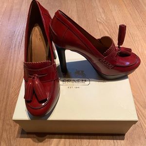 Coach 7.5 cherry red loafer heel